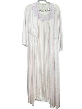 Vintage Collectibles JC Penney Purple Lace Trim 2 Pc Nightgown Robe Set Medium